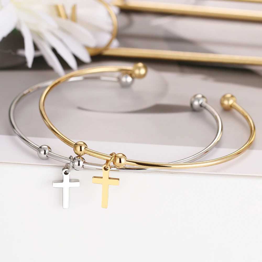 CACANA 316L Stainl Steel Open Bracelet Gold Color Cross Simple Tren Jewelry For Women Bracelets Wedding Party Gifts N1962XJ250109