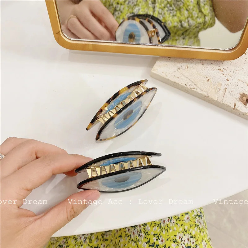 Acetate Hair Claw Clips Geometric Blue Eyes Vintage Ins Medium Size Colorful Clamps Eye Grab Women Hair Accessories 250103