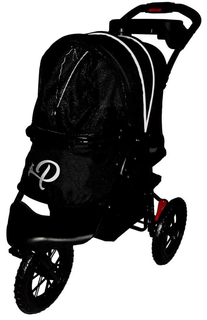 Chik Black Luxury Dog Cart with One Hand Folding 12 Eva Tire Front and Rear Providing Extra Comfortable Reflective Binding Weighing Up to 23KG W250109