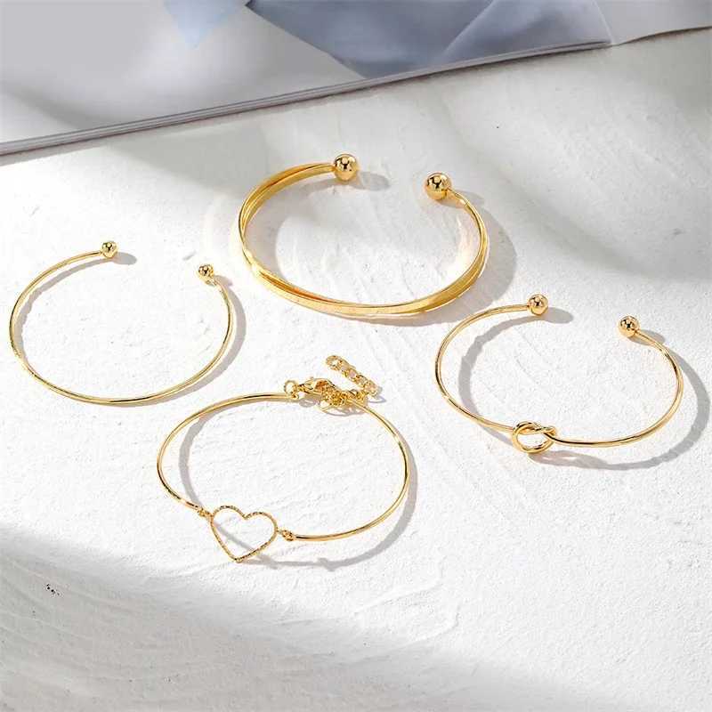 4pcs/set Stainl Steel Bracelets Vintage Mens Fashion Metal Woven Twist Texture Bangles for Women Jewelry Streetwear GothXJ250109