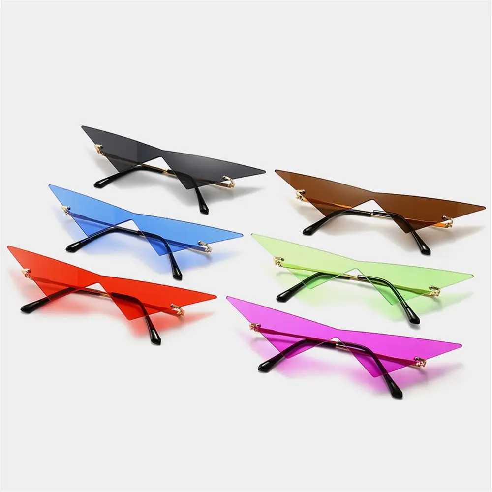 New Womens Cool Triangle Sunglasses Fashion Punk Super Large One piece Borderless Sunglasses Retro UV400 Transparent Ocean Lens Glasses W250109