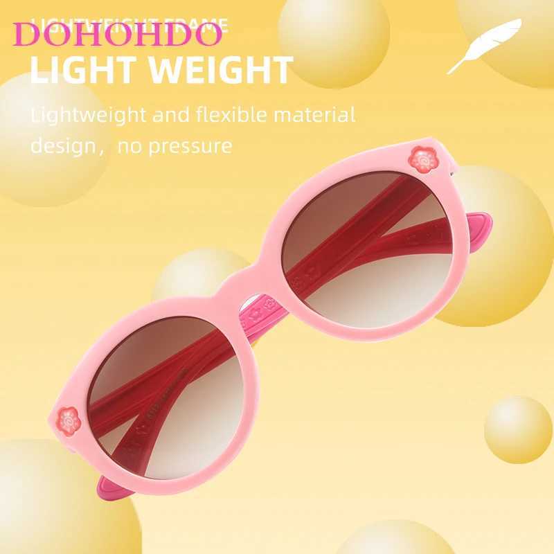 DOHOHDO Childrens Cute Flower Centered Sunglasses Childrens Round Glasses Baby Fashion Color Sunglasses Boys and Girls Glasses UV400 W250109