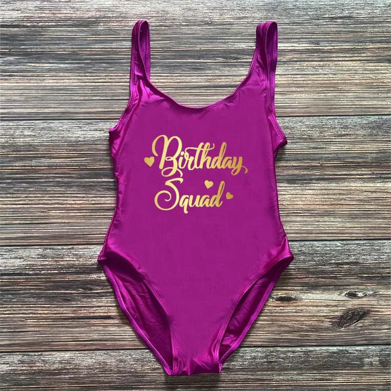 Birthday Queen Swimsuit Women Squad One Piece Swimwear Woman Bachelorette Party Swimming Suit biquinis feminino mayo 250108