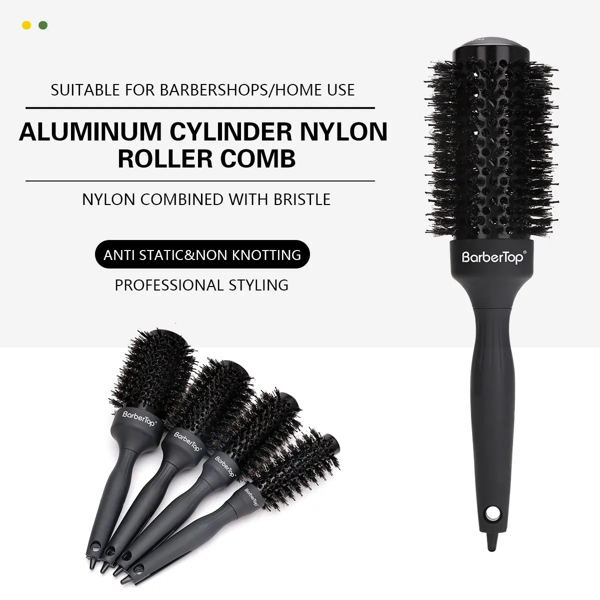 Barbertop Round Comb Boar Bristle Round Barrel Hair Curling Brush Women Beauty Hairbrush Barber Tools 4 Size Drying Curling Comb 250106