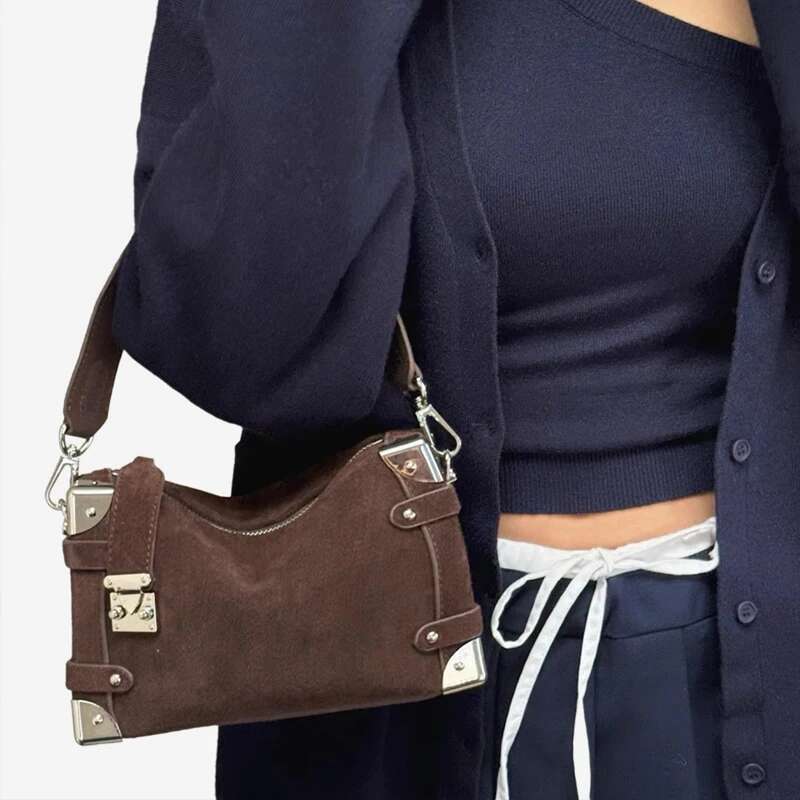 2025 Retro Suede Cowhide Small Rectangular Bags For Women Versatile New Genuine Leather High-End Crossbody Messenger Bag
