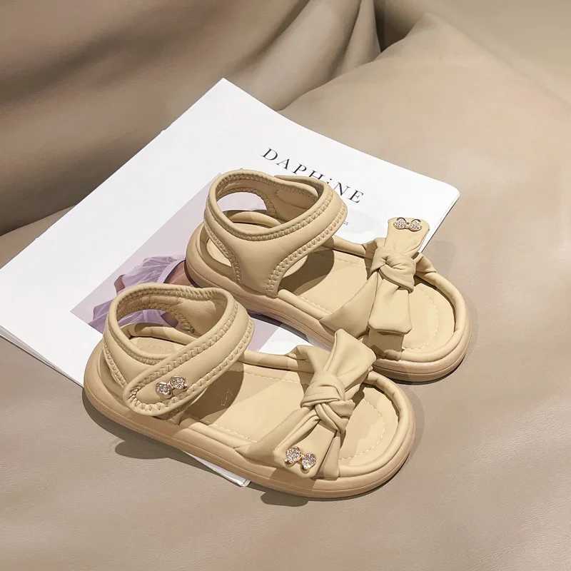 Sweet Girl Princess Dress Sandals Summer New Kids Solid Color Sandals Open toe Fashion Childrens Hospital School Bowtie Sandals W250108