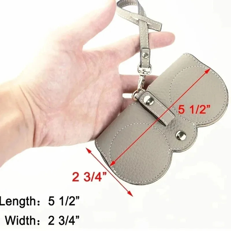 Litchi Embossed Glasses Cover Cute Hanging PU Leather Sunglasses Reading Storage Bag Portable Travel Eyewear Holder 250109