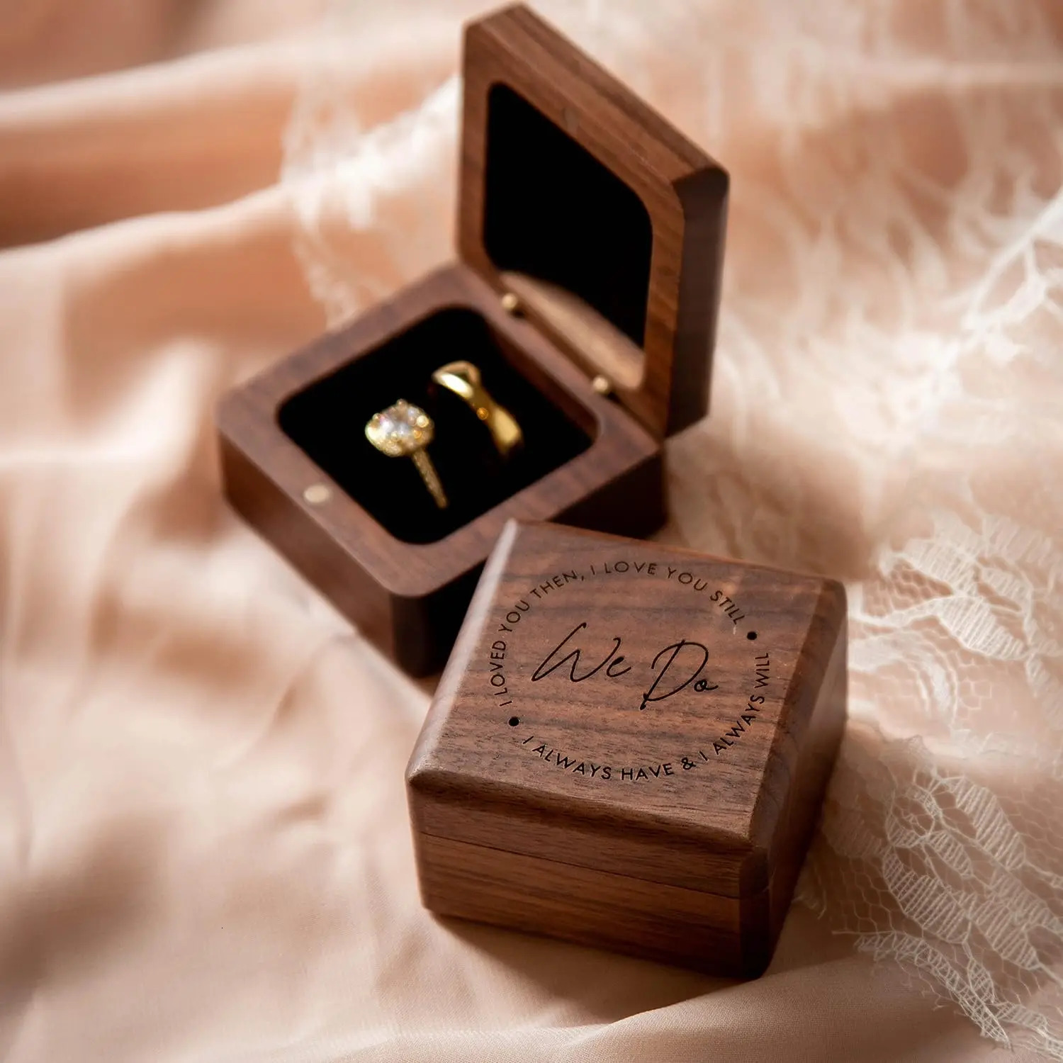 Personalised Wedding Ring Box Custom Wood Wooden Anniversary Gift Wedding Ring Keepsake Engraved Ring Bearer Boxes 250106