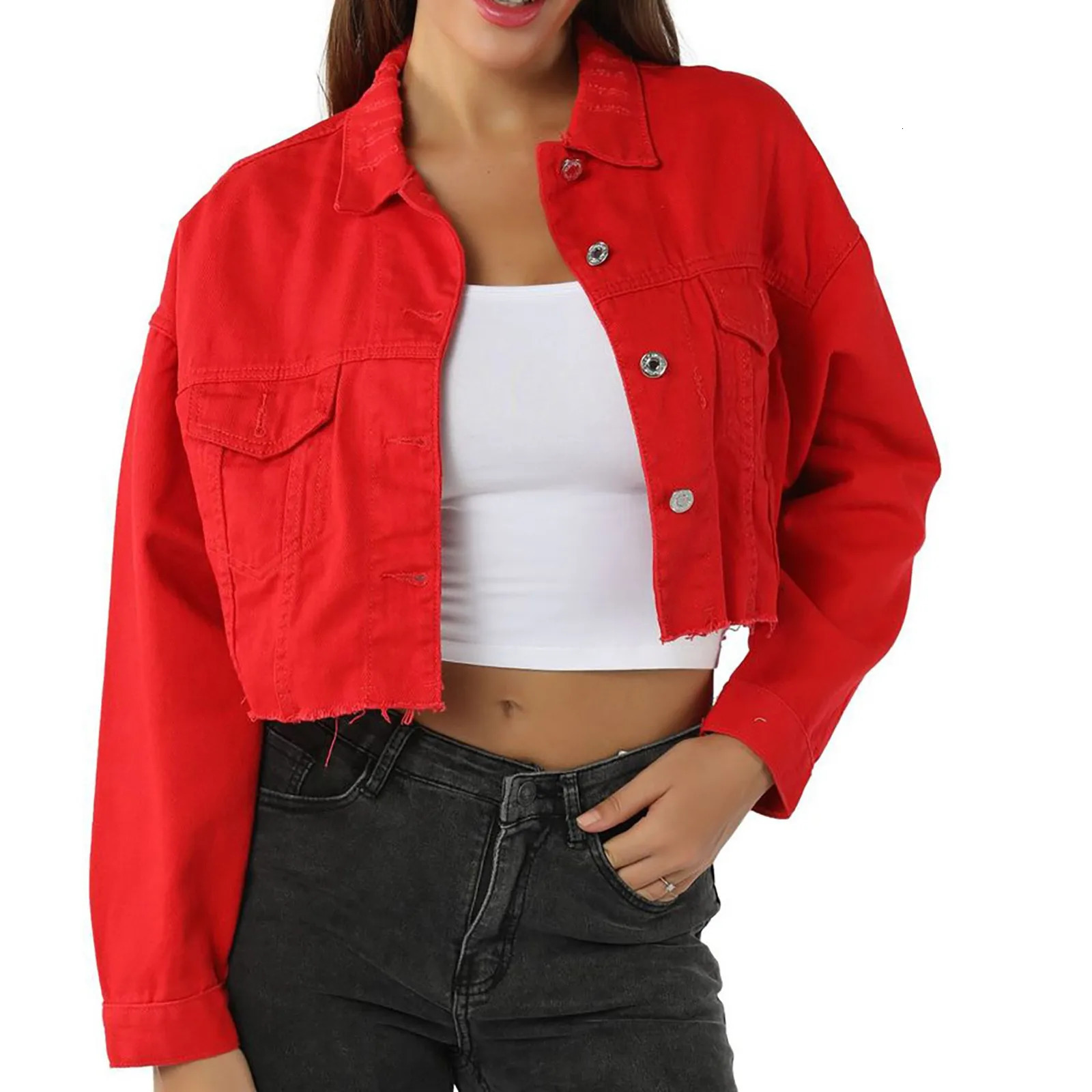 Cropped Denim Jackets Coats Short Black Blue Jeans Jacket Autumn Korean Fashion Outerwear Womens Crop Tops 250109