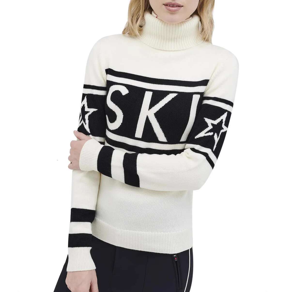 American Autumn And Winter New Cross-Border Slim Star Printing Turtle Neck Fashion Temperament Elegant Wind Foreign Trade