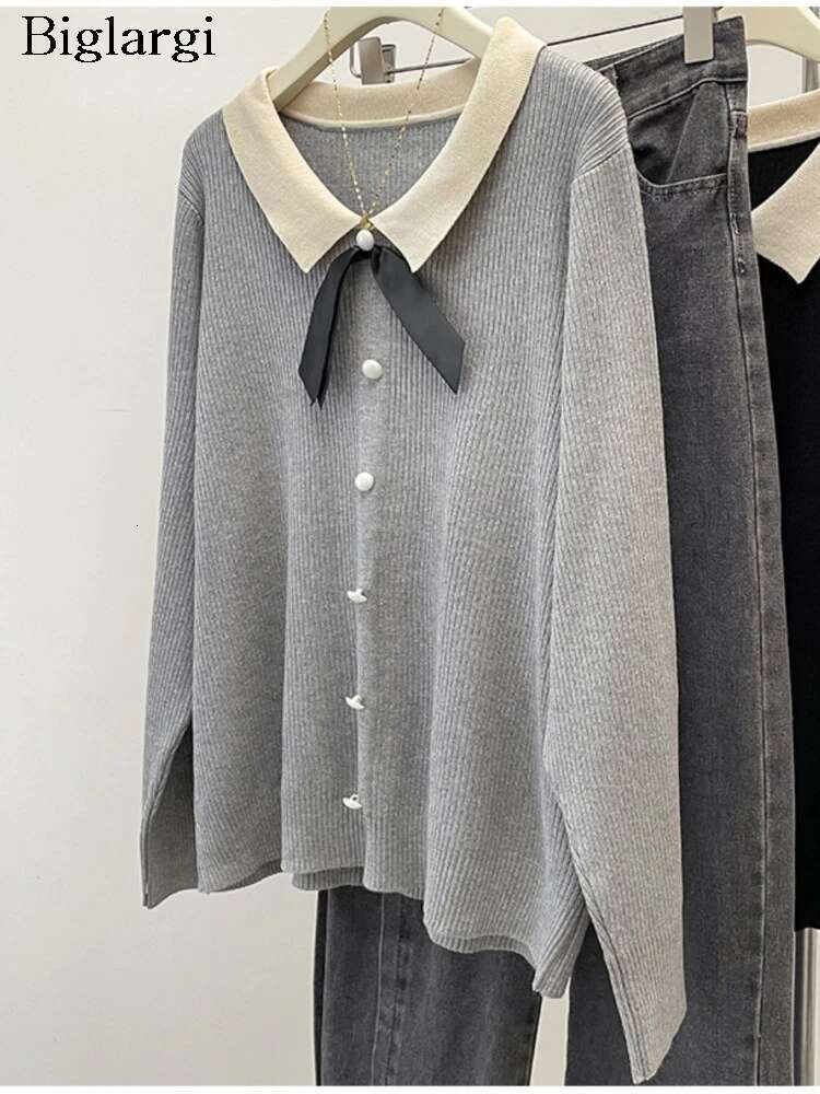 Plus Size Autumn Long Sleeve Pullover Women Elegant Fashion Bow Ladies Sweaters Korean Style Woman Sweater Tops