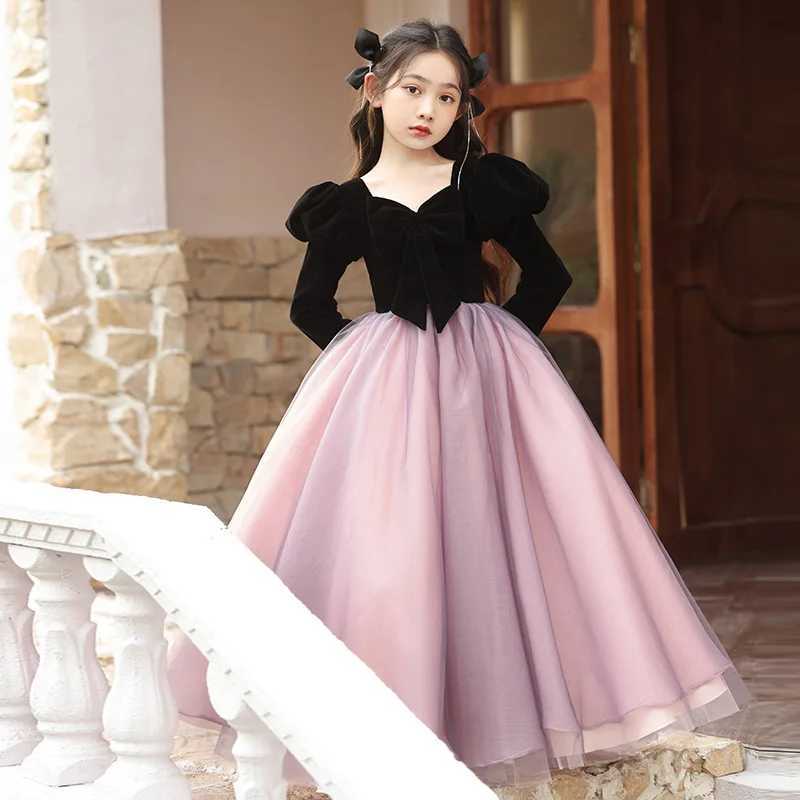 Kids Satin Gowns Dresses Clothing Elegant Formal Ball Gown For Girls Cute Puffy Skirt Spanish Sle Dress for 3-5-7-9-12-13YXJ250108