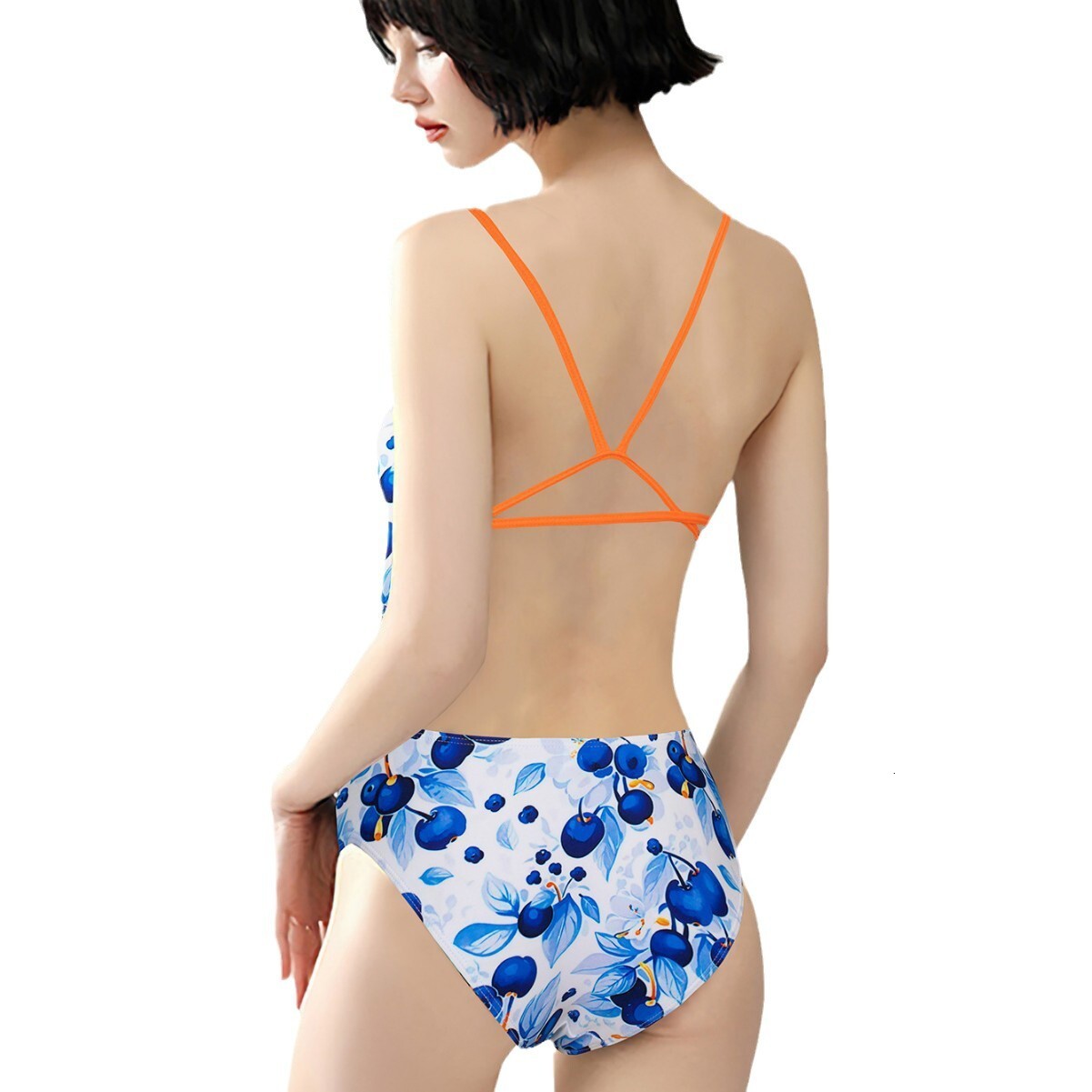 2025 new women's competitive one-piece nylon fruit print slim and sexy suspender hot spring swimsuit designer trendy beach swimsuit