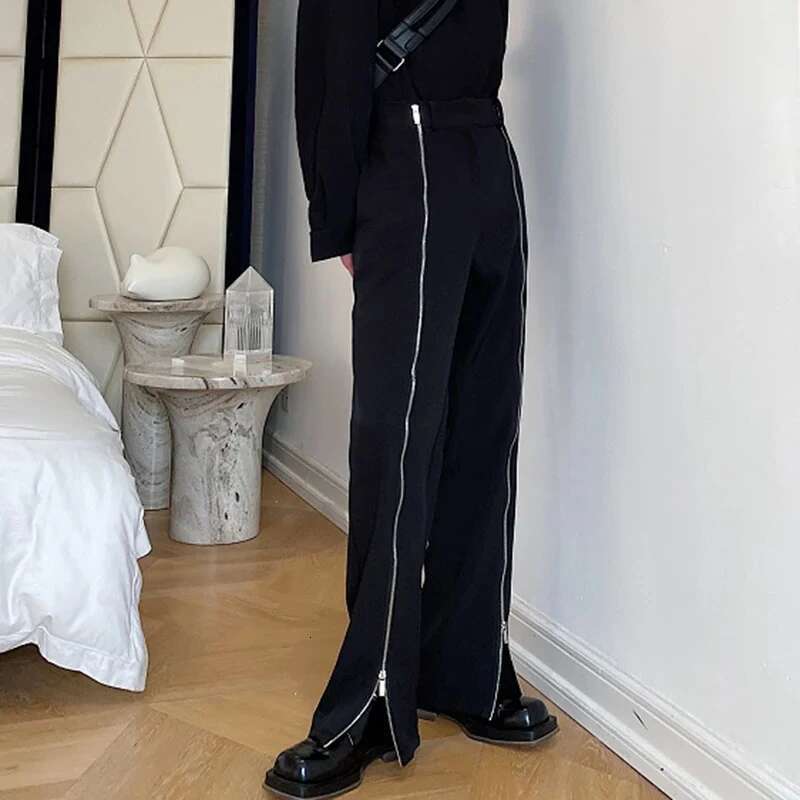 Autumn Fashion Elegant Zipper Splicing Design Casual Pants Men's High Quality Trendy Original Male Trousers