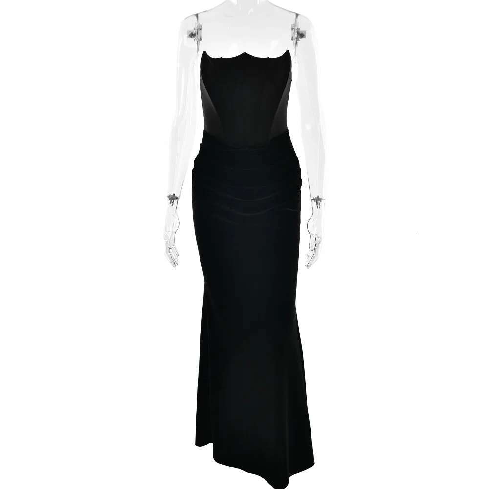 Sexy Corsets Tube Sleeveless Maxi For Women Elegant Backless Bodycon Fishbone Long Dress Club Party Prom Evening Robes 20