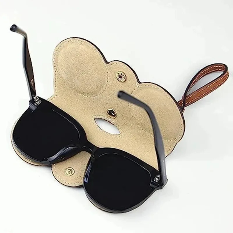 Litchi Embossed Glasses Cover Cute Hanging PU Leather Sunglasses Reading Storage Bag Portable Travel Eyewear Holder 250109