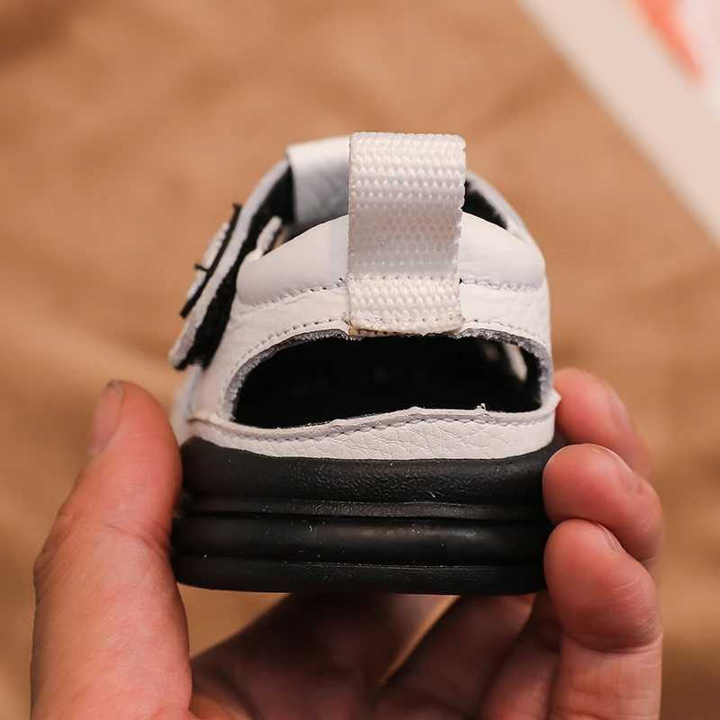 Baby girl boy leather sandals soft soled baby and toddler shoes summer lightweight barefoot beach sandals for children W250108