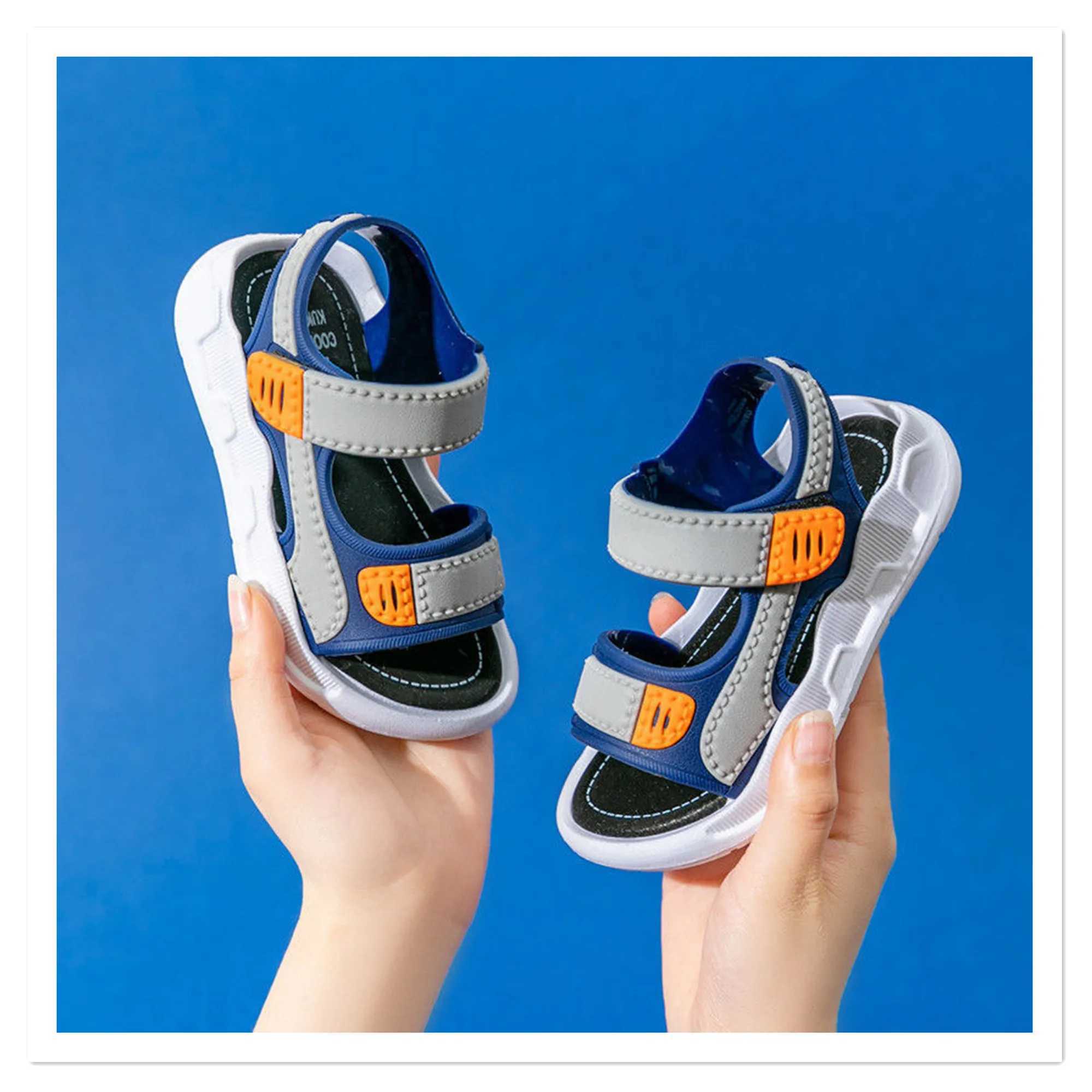 Boys Sandals 2023 Summer Big Boys Soft Bottom Anti slip Childrens Baby Shoes Childrens Beach Shoes W250108