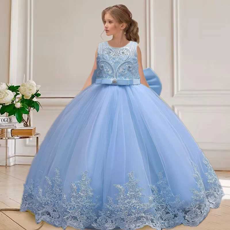 2024 New Hot Selling Girl Par Dress Gorgeous Big Bow Graduation Ball Dress 4 6.8 10 12 Elegant Birthday DressXJ250108