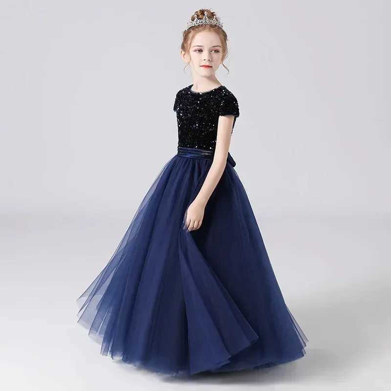 Elegant Girls Dress Bridesmaid Sequin Long Princess Dresses Flower Elite Girl Formal Gowns 5 10 14 Yrs Children Evening VestidosXJ250108