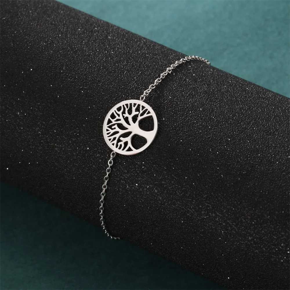 Tree of Life Bracelet for Women Charm Gold Plated Stainl Steel Bracelets 2023 Luxury Woman Jewelry pulseras para parejasXJ250109