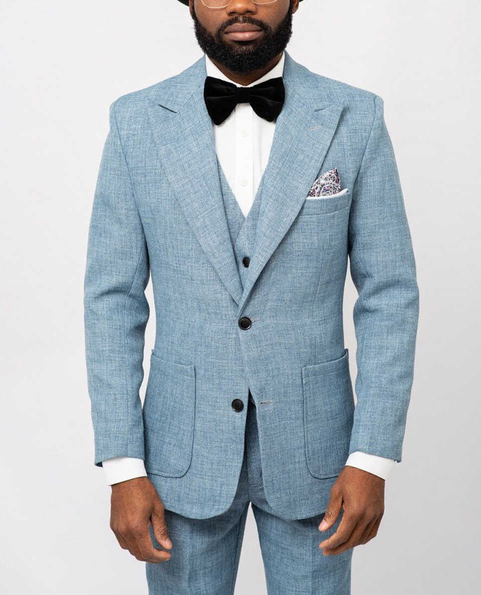 2025 New Fashion 3 Pieces Men Suits Custom Made Peaked Lapel Two Buttons Royal Wedding Suits High Quality Handsome Formal Thick Business Coat+Pant+Ves