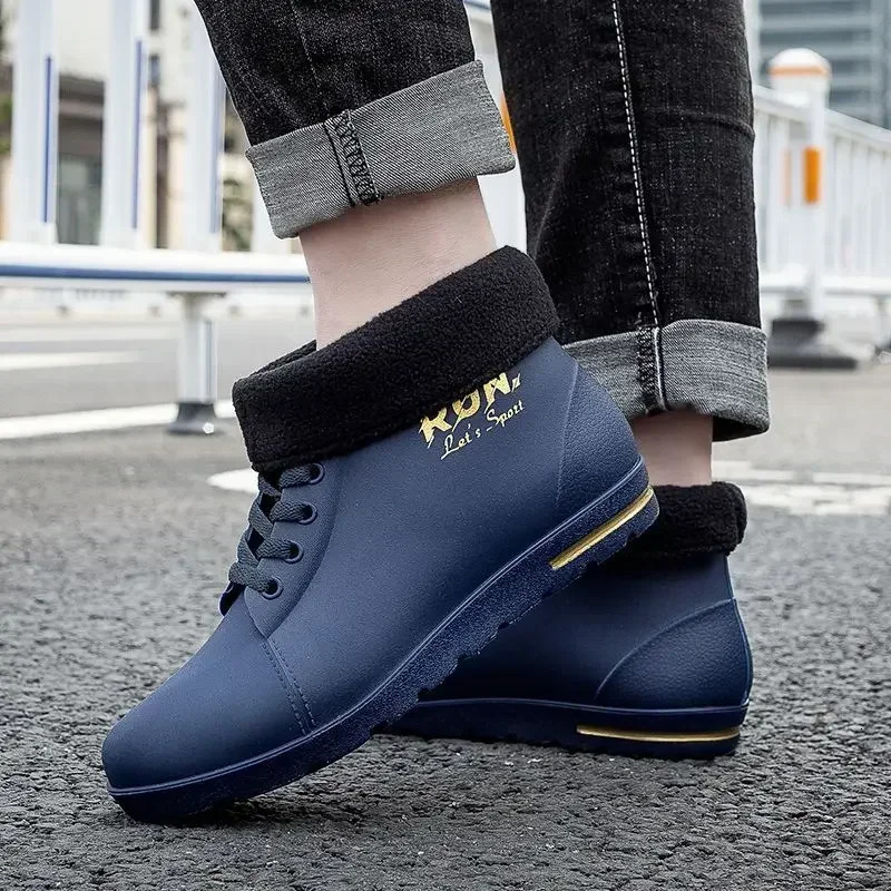 Cooking Fashion Rain Boots for Men Ankle Man Shoes Chef Kitchen Low Short Plastic Galoshes City Garden Wellies Work 250106