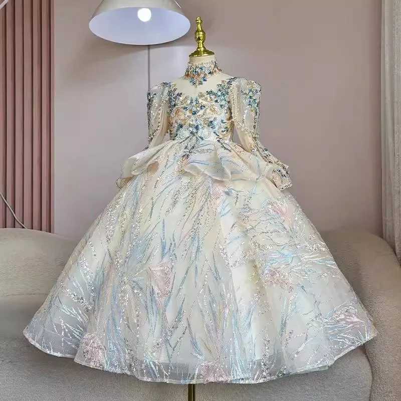 ICJAEHAO Childrens Catwalk Dress for Girl New Heavy Industry Fluffy Yarn Princess Dress Girls Piano Solo Performance CostumesXJ250108
