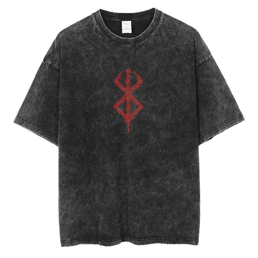 Haruku Anime Print T-Shirt Men Streetwear Vintage Black Ts