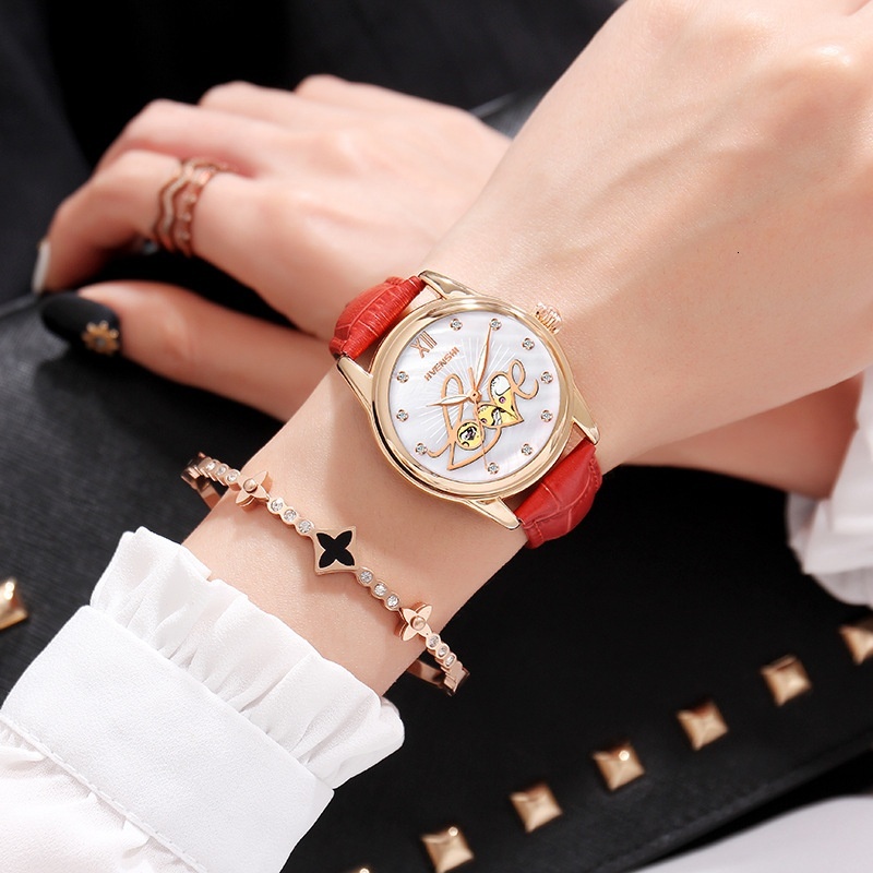Stylish Waterproof Automatic Watch for Ladies with Luminous Mother-of-Pearl Dial