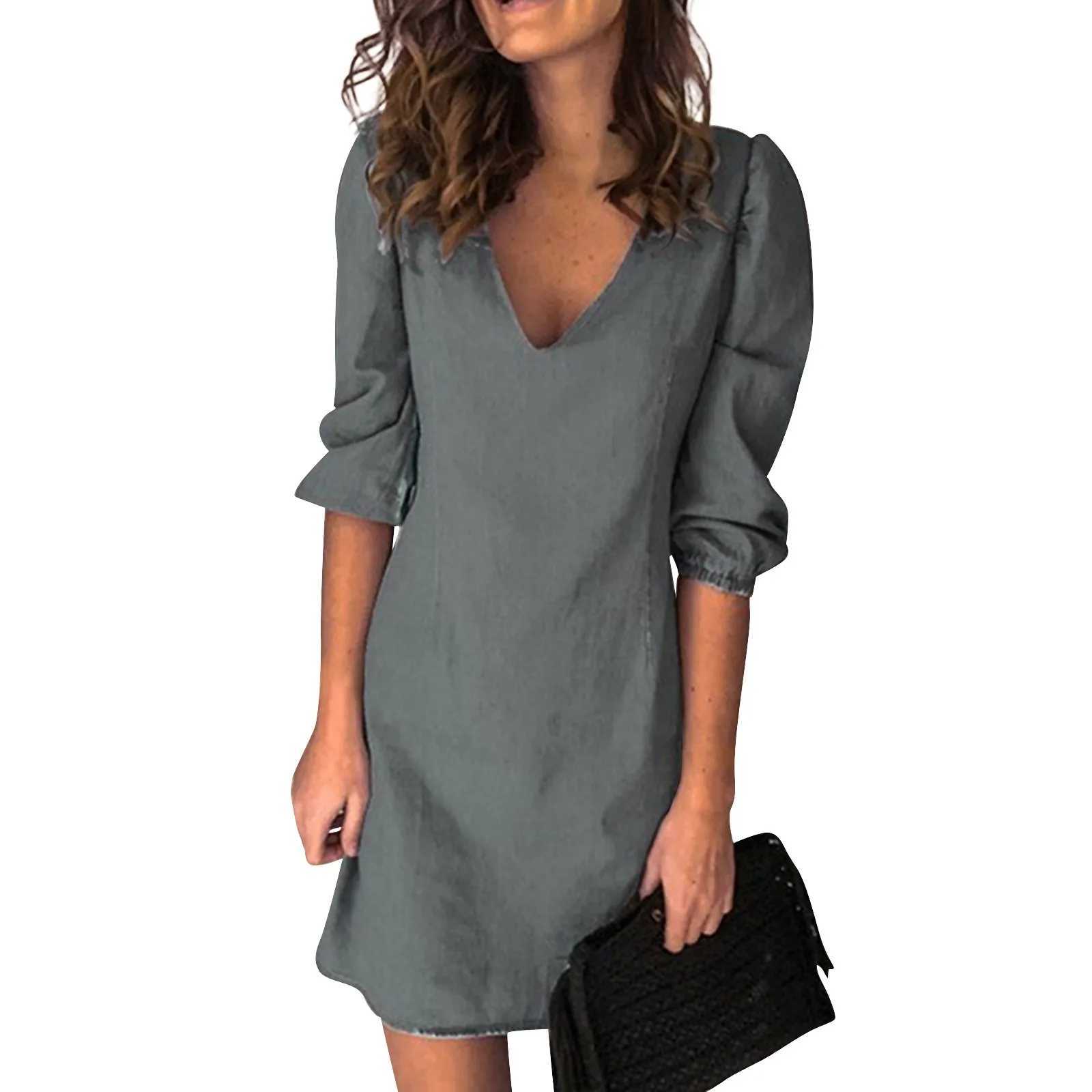 Spring Fashion Womens Wear Cotton Linen Puff Long Sleeve V-neck Womens Wear Spring Elegant Loose Casual Womens Wear M250109