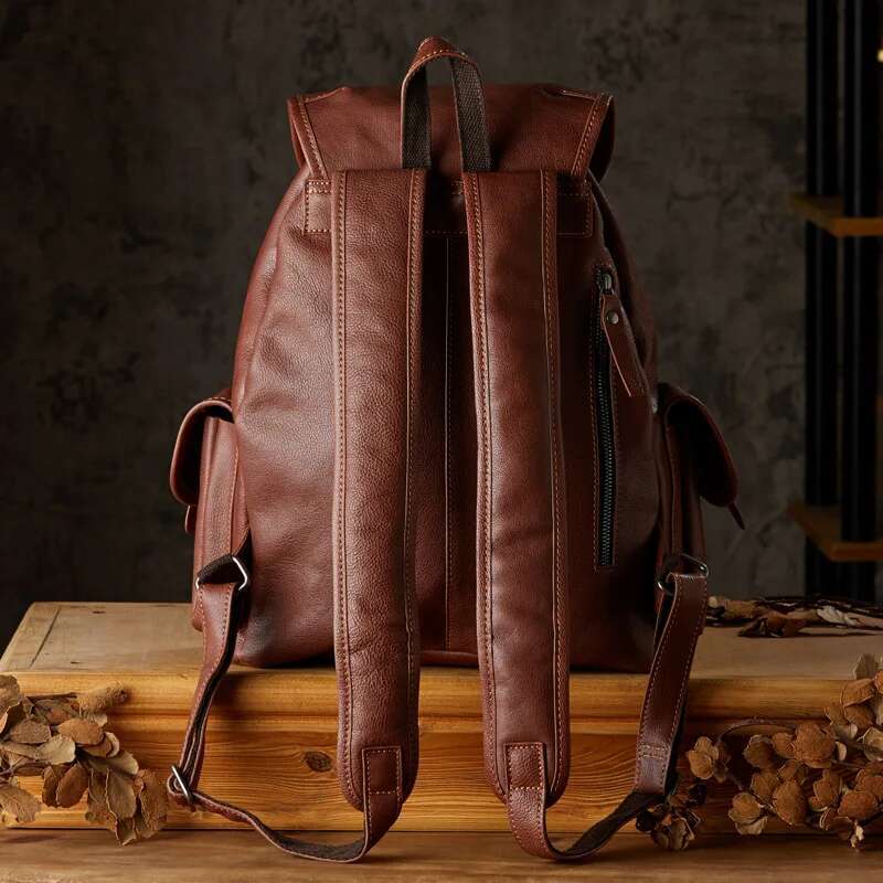 Trendy Travel For Men Women Waterproonti-Theft Student Schoolbag Real Leather Backpack Mochila Laptop Bagback