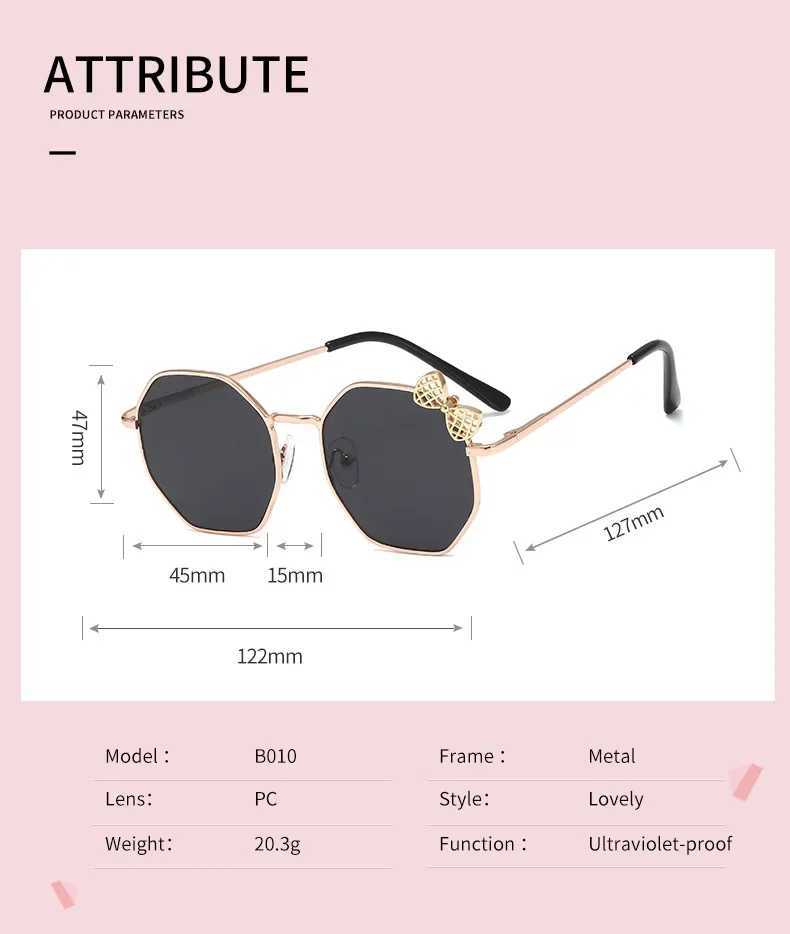 Fashion Boys and Girls Bow Metal Sunglasses B010 Polygonal Trend Childrens Sunglasses Outdoor UV400 Glasses W250109