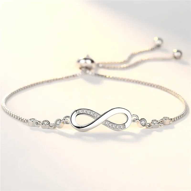 Fine 925 Sterling Silver Crystal Bracelets For Women Fashion Vintage Knot Adjustable Charm Bracelets Party Wedding Jewelry GiftsXJ250109