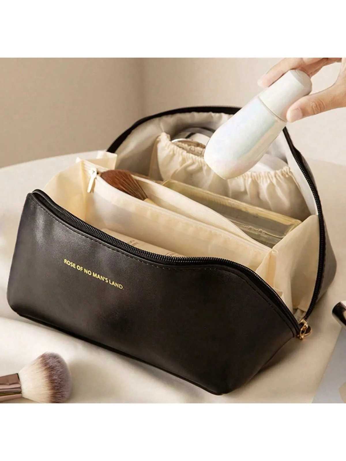 Womens PU leather pillow waterproof portable travel makeup bag womens handheld makeup bag W250109