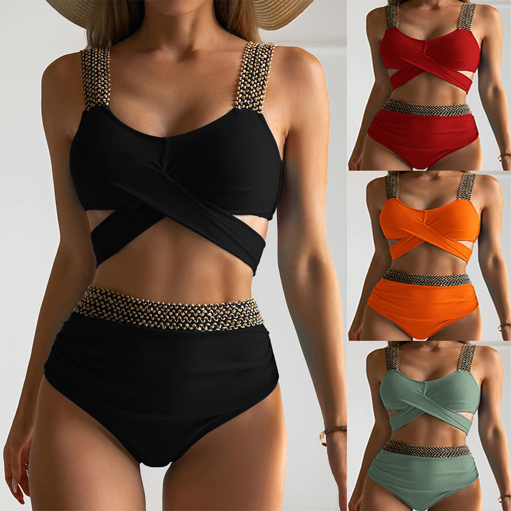 2025 New Split Tight Women's Sexy Sexy Beach Bikini Designer Swimsuit Cross Back Bikini Swimsuit