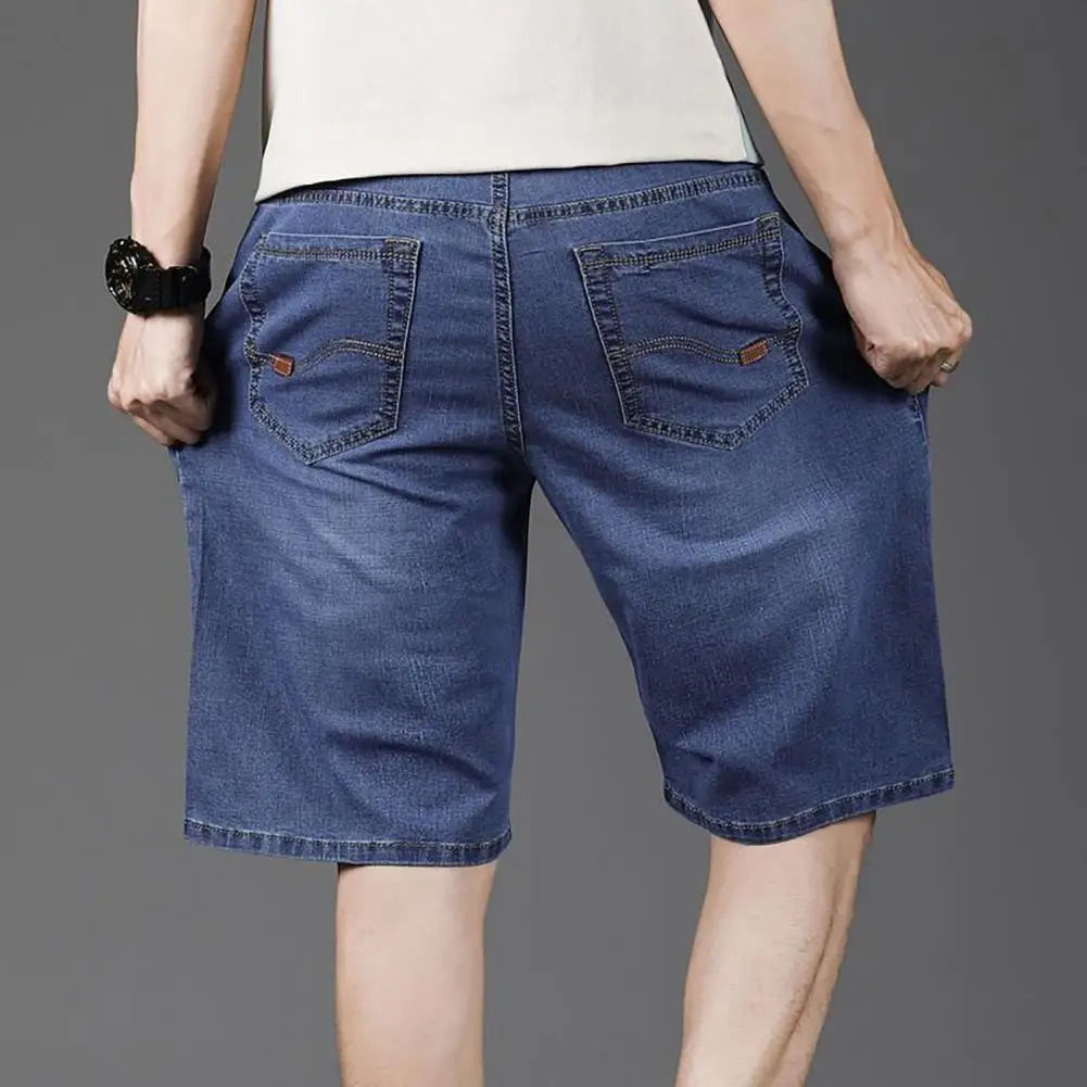 2024 Summer Shorts Jeans Men Denim Pants Stretch Dark Blue Fashion n Mens Slim Straight Male Short Streetwear 250107