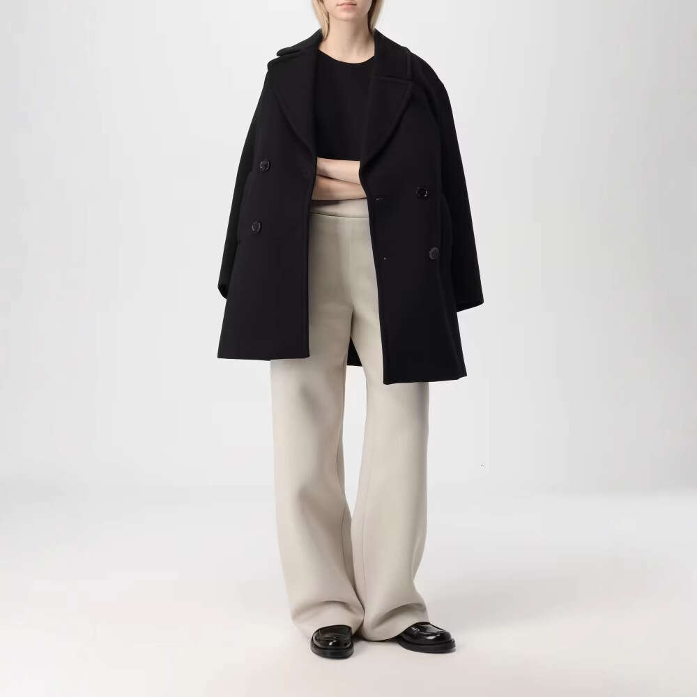 European American Autumn And Winter Plus Size Cross-Border Women's Doubles Breasted Mid Length Trench Coat, Woolen Coat