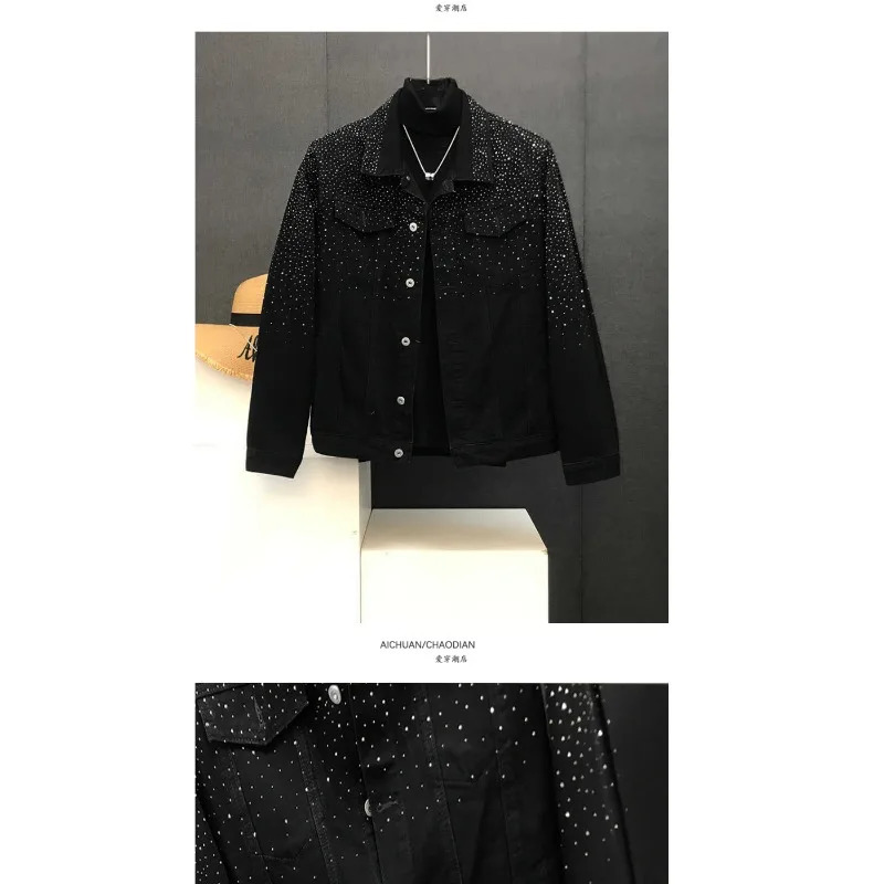 Mens Clothing Spring and Autumn high quality Stars Drilling Jacket Fashion All-match Handsome Loose Casual Jacket 250108