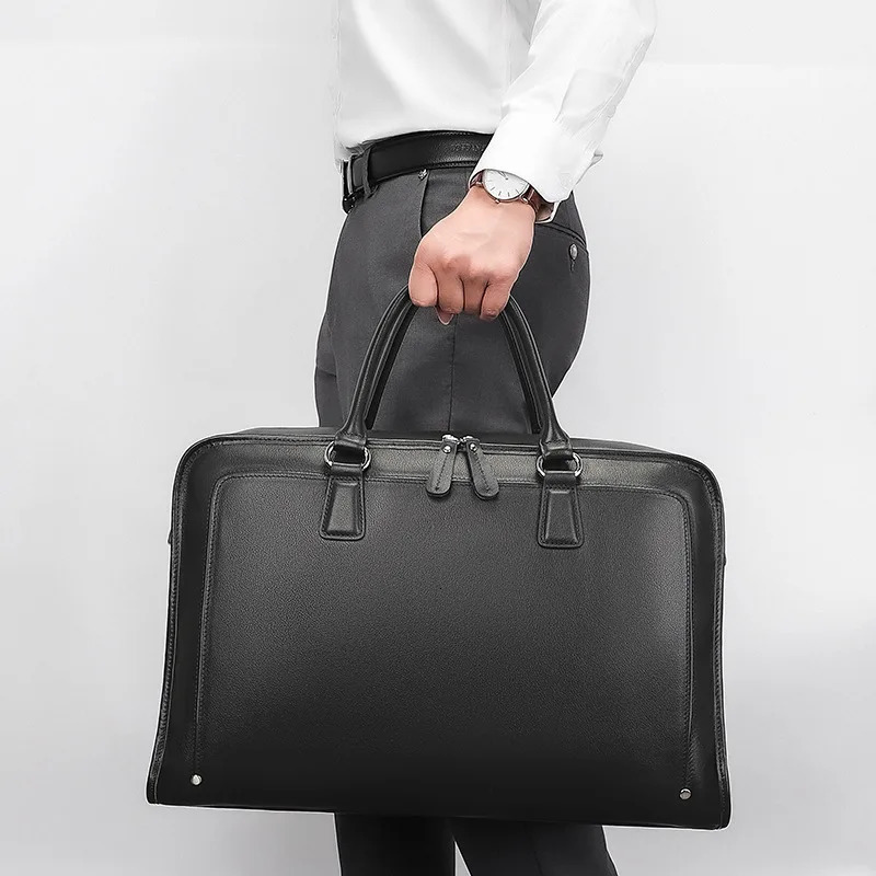 Classic Leather Mens Briefcase for Business 15.6 Inch Laptop Bag 250107