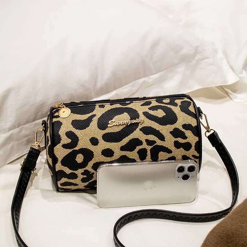 New European and American Leopard Print Cylinder Bag Single Shoulder Crossbody Bag handbag womens bagXJ250108