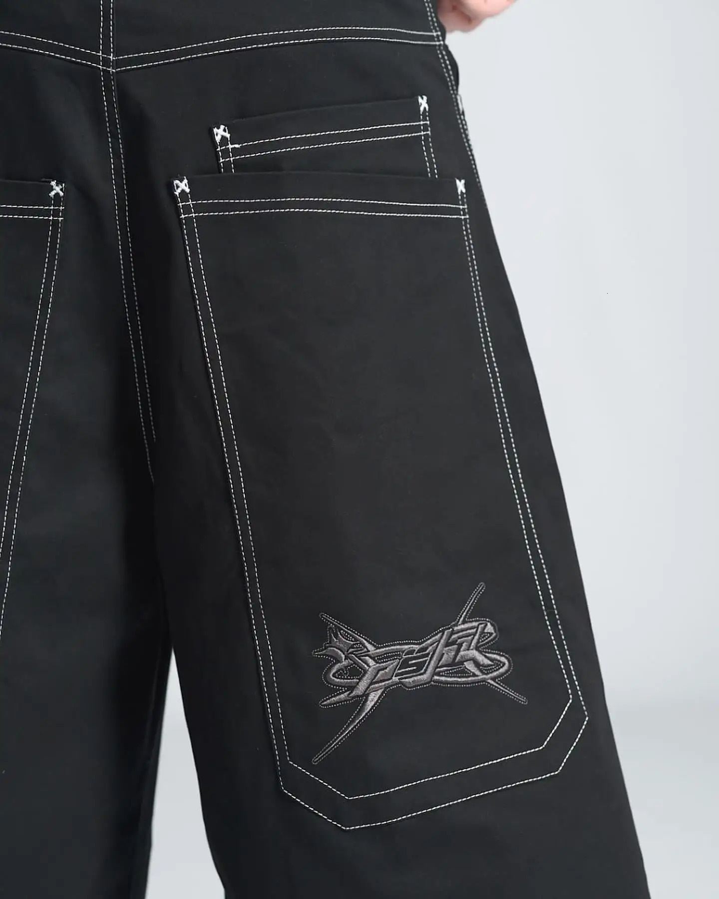 Harajuku Embroidery Pattern Hip Hop Retro Black Gym Basketball Shorts Sweatpants Y2k Men Fashion Denim Streetwear 250106