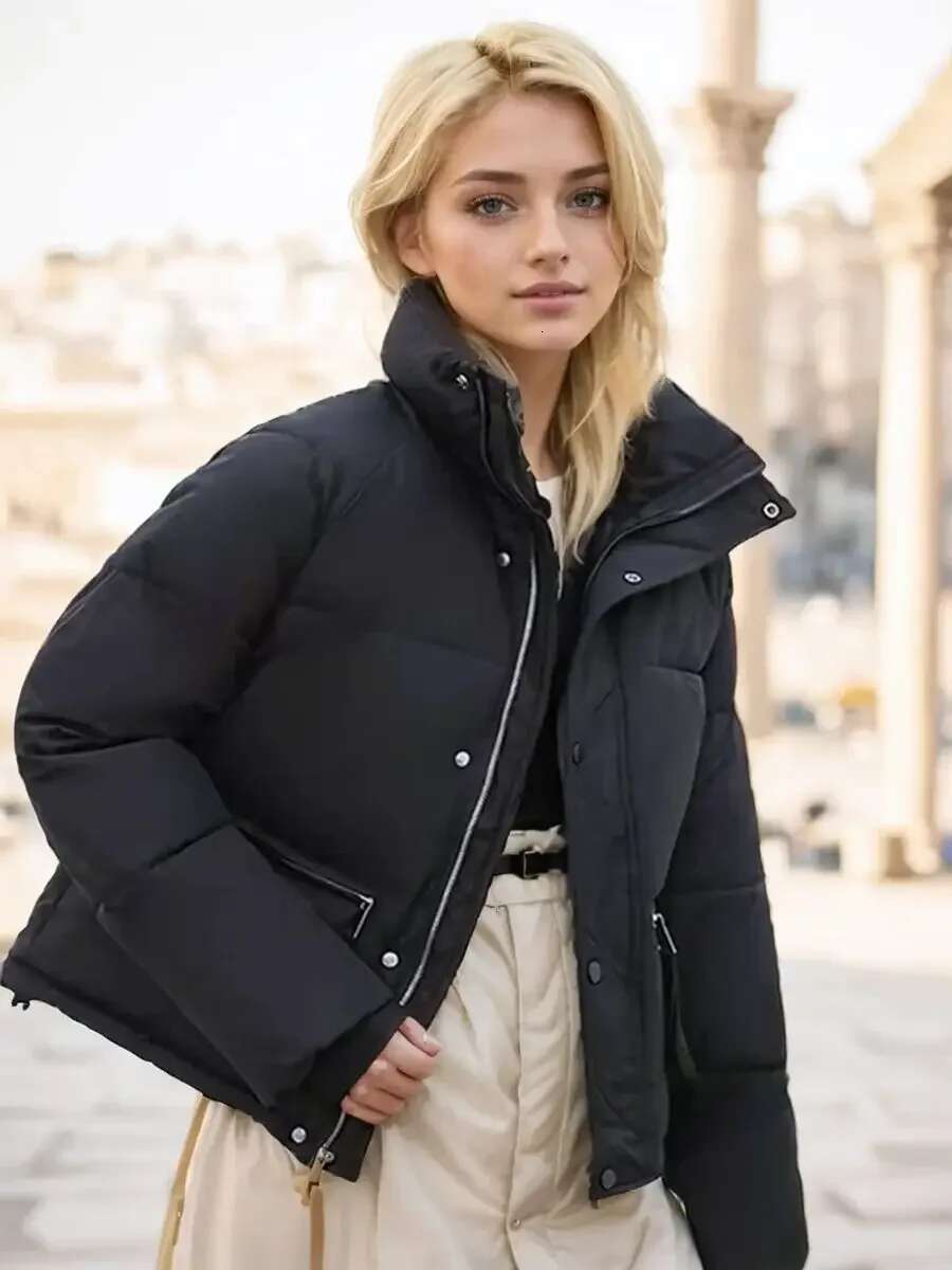 On Sale Autumn Winter Women Ladies Zipper Front Down Jacket Outerwears Short Fashion Warm Puffer Coats Clothing