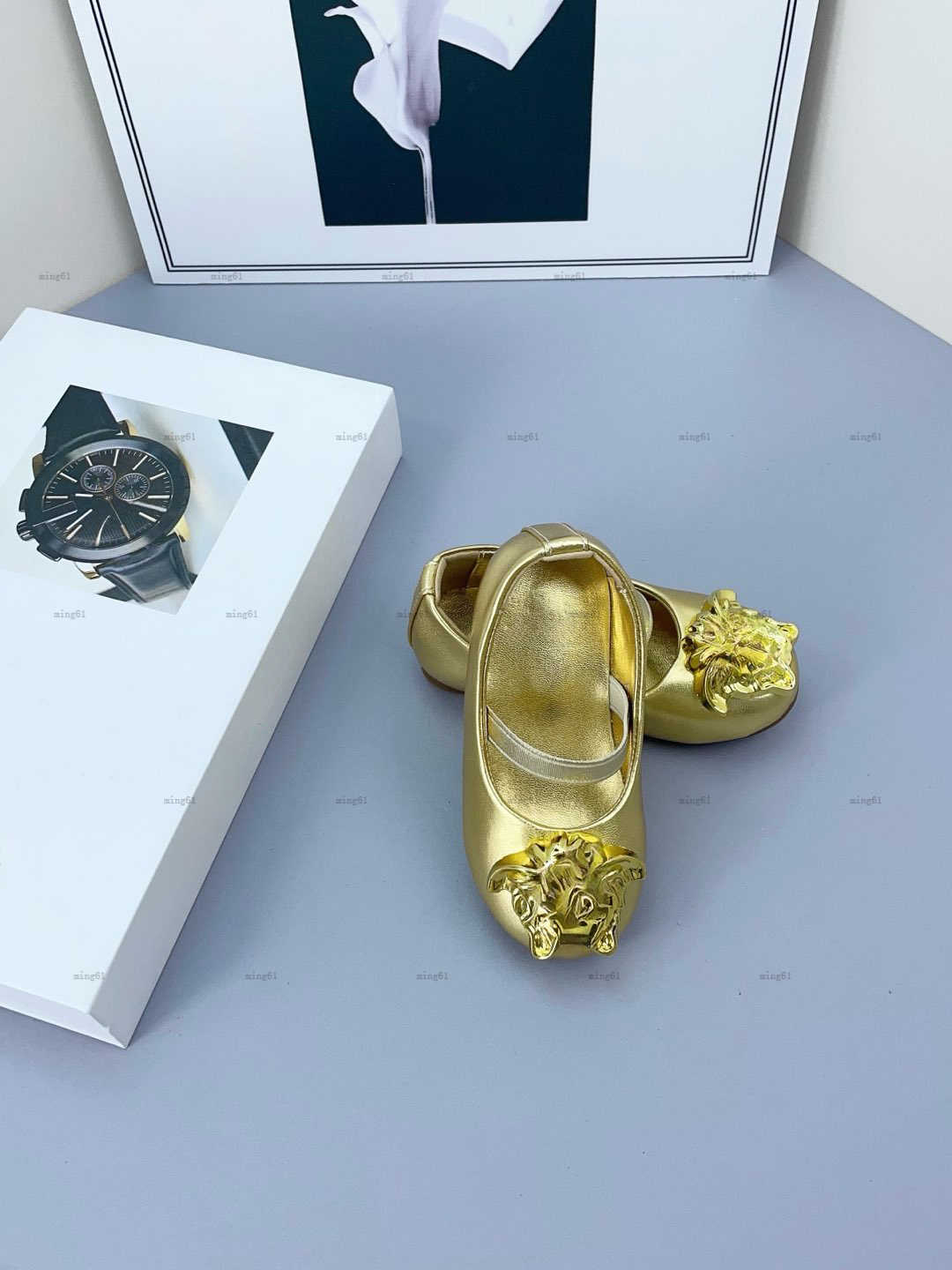 Brand toddler Leather shoes Gold head decoration baby shoes Size 21-28 Box Packaging kids sneakers infant walking shoe