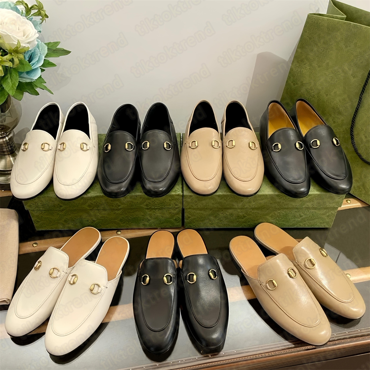 Designer Women Man Loafers Designer Slippers Mules Slides Fur Flats Moccasins Metal Chain Casual Shoe Lace Velvet Genuine Leather Prints trample slippers Size35-42