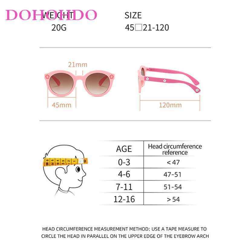 DOHOHDO Childrens Cute Flower Centered Sunglasses Childrens Round Glasses Baby Fashion Color Sunglasses Boys and Girls Glasses UV400 W250109