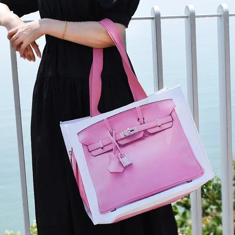 Shopping Bags Laminated Portable Woven Bag PP Plastic Waterproof Snakeskin Lage Packaging Storage