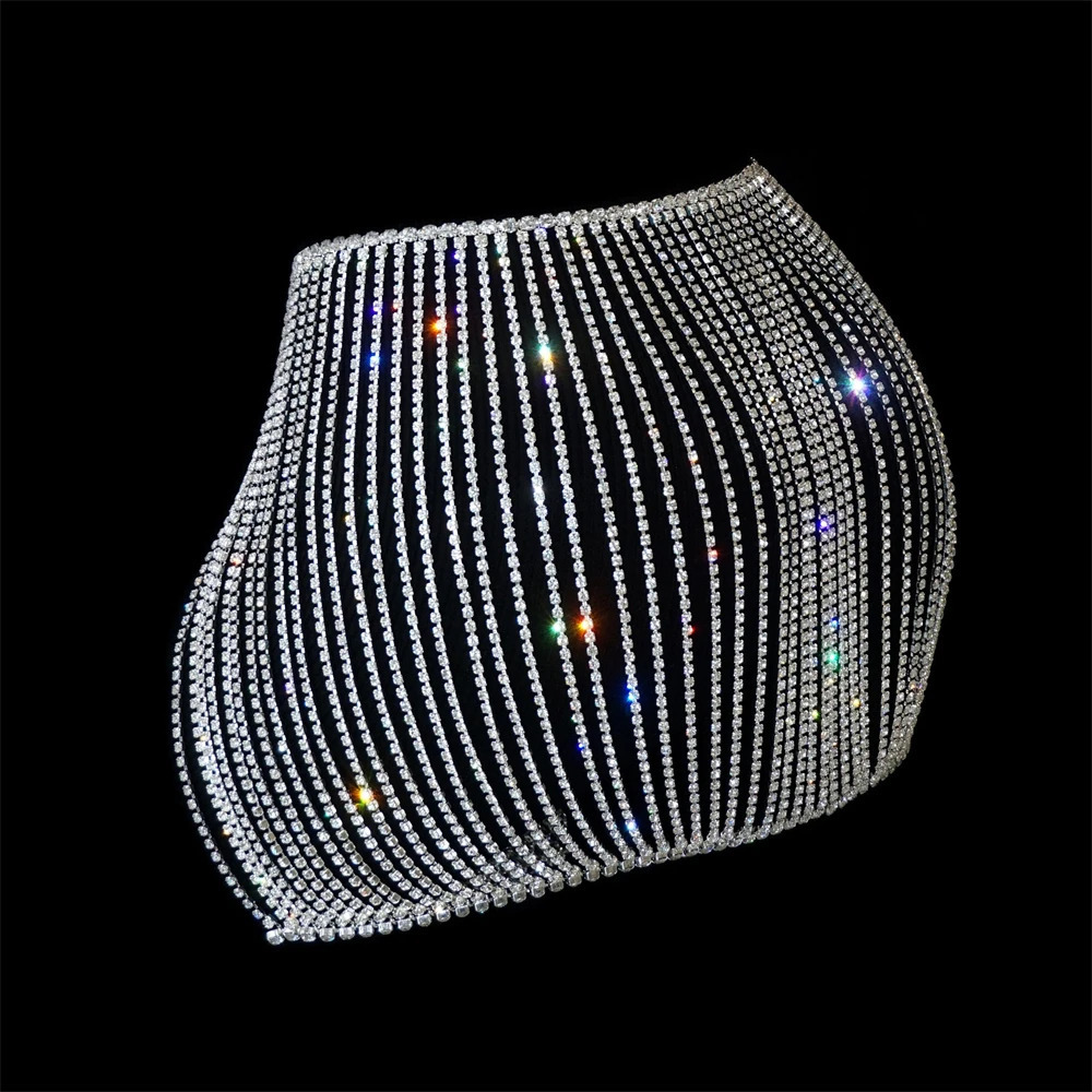 Sexy Beach Tassel Thong Lingerie Bikini Panty Briefs Women Crystal Rhinestone Body Chain Waist Belly Jewelry Party 250107
