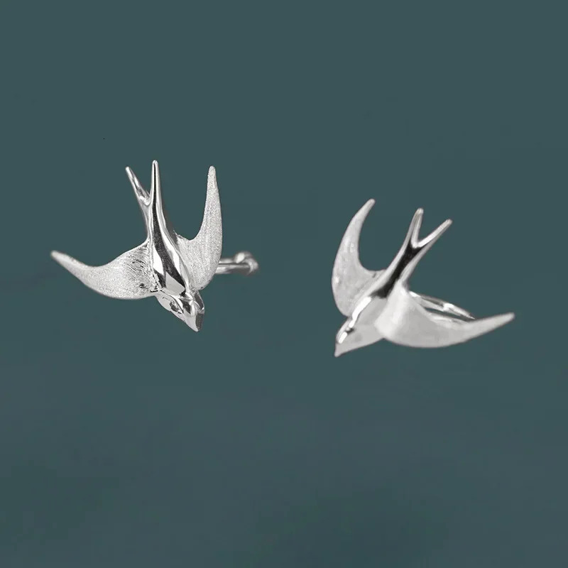 INATURE 925 Sterling Silver Flying Swallow Ear Cuff Non-Piercing Clip Earrings for Women Fashion Jewelry Unusual Accessories 250103