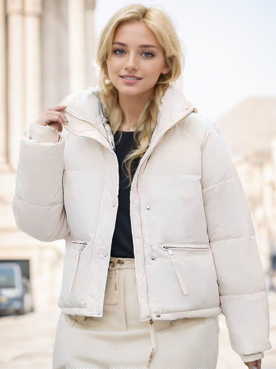 On Sale Autumn Winter Women Ladies Zipper Front Down Jacket Outerwears Short Fashion Warm Puffer Coats Clothing
